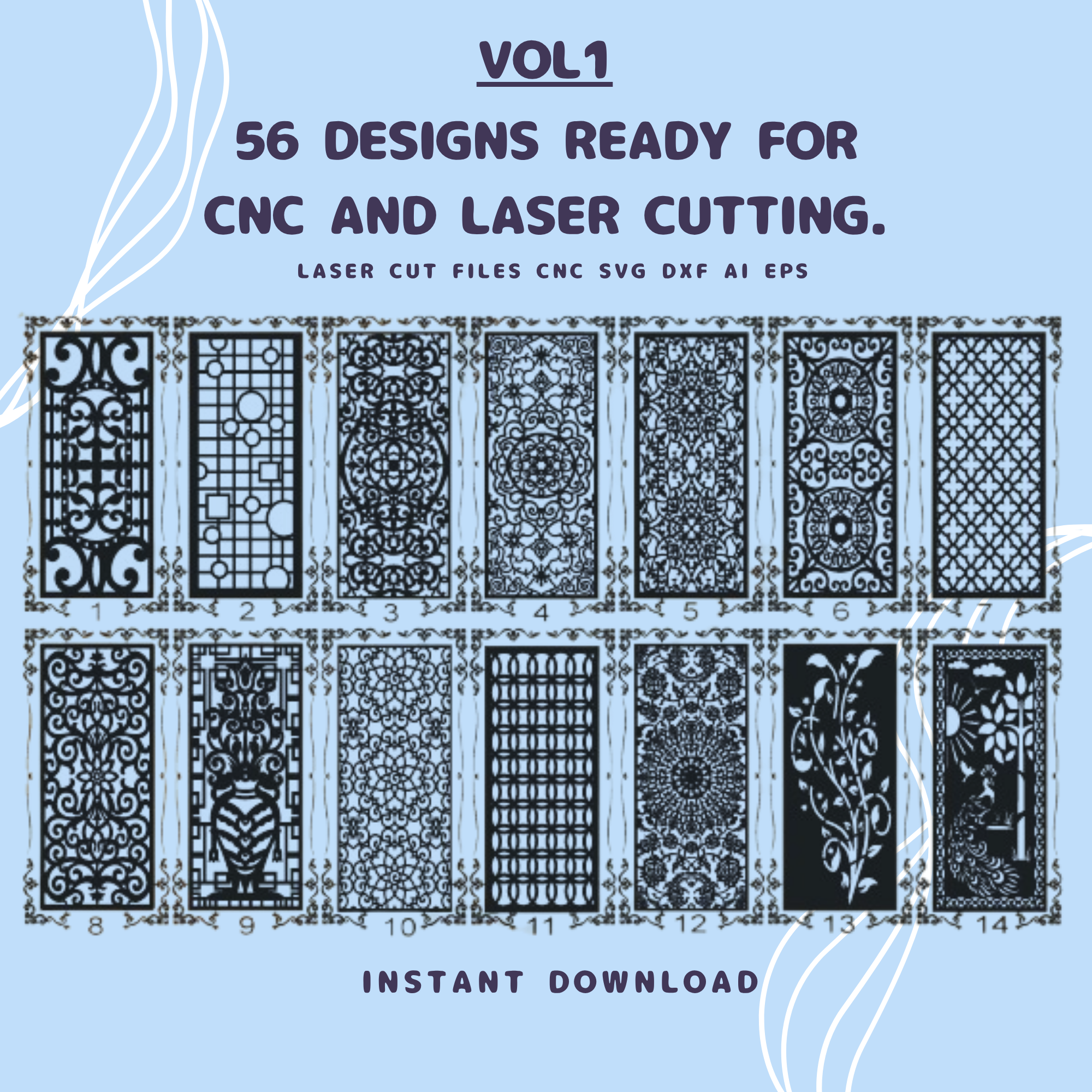 56 Ready-to-Use CNC & Laser Cutting | SVG DXF AI (Digital Download)