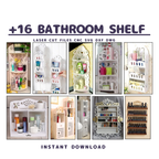 16 Bathroom Shelf CNC Files | Laser Cut Storage Rack (svg, dxf, dwg)