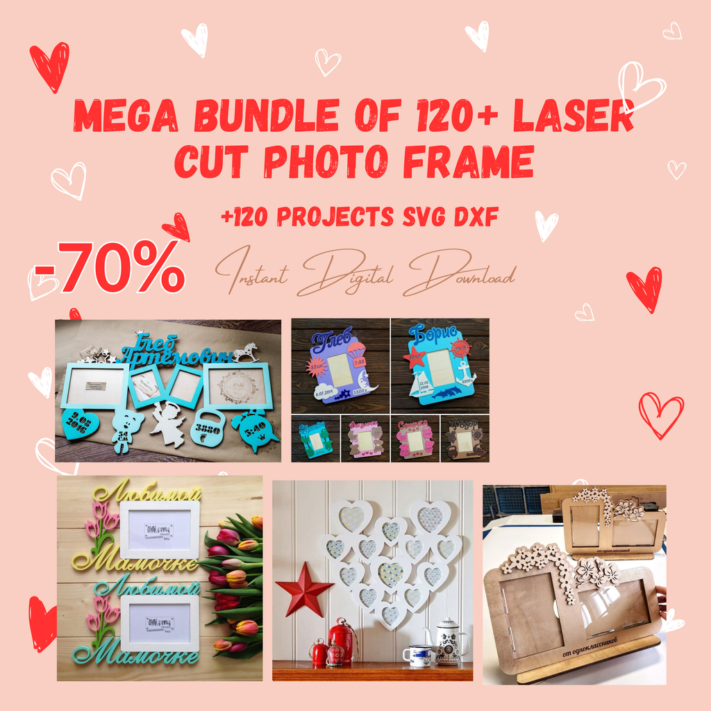 120+ Photo Frame Bundle | Laser Cut Files | CNC DXF SVG | Instant Download