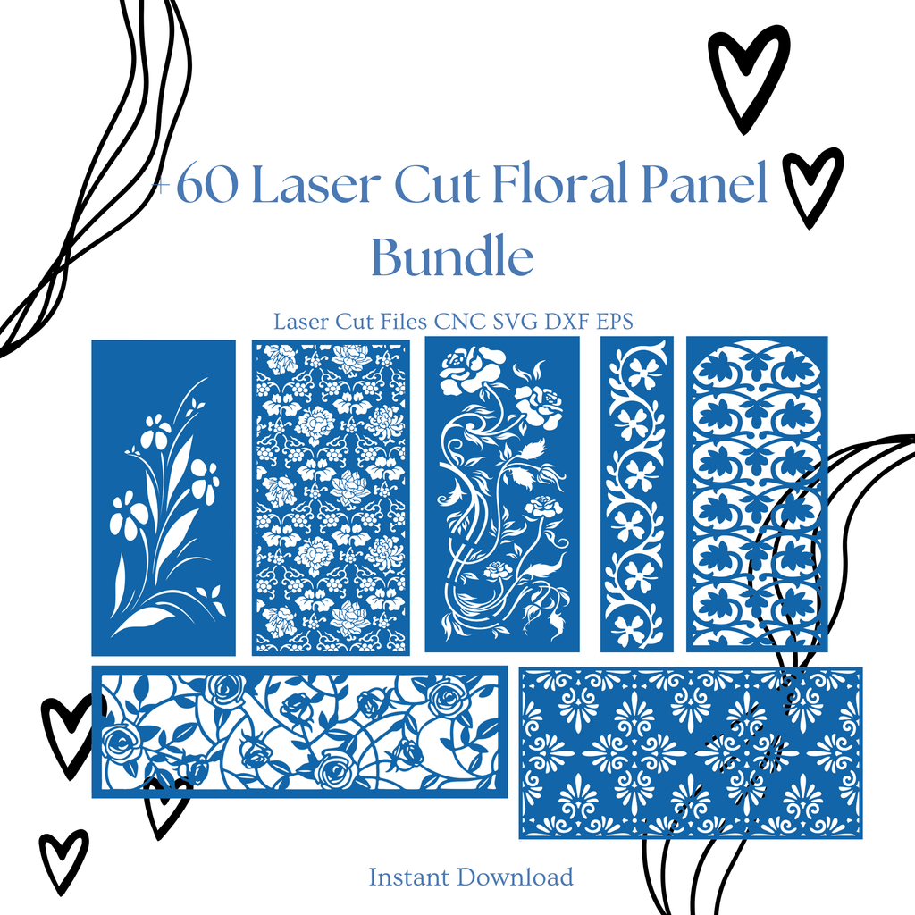 60 Floral Panel Laser Cut Files Bundle | Decorative Wall Screen SVG (Digital Download)