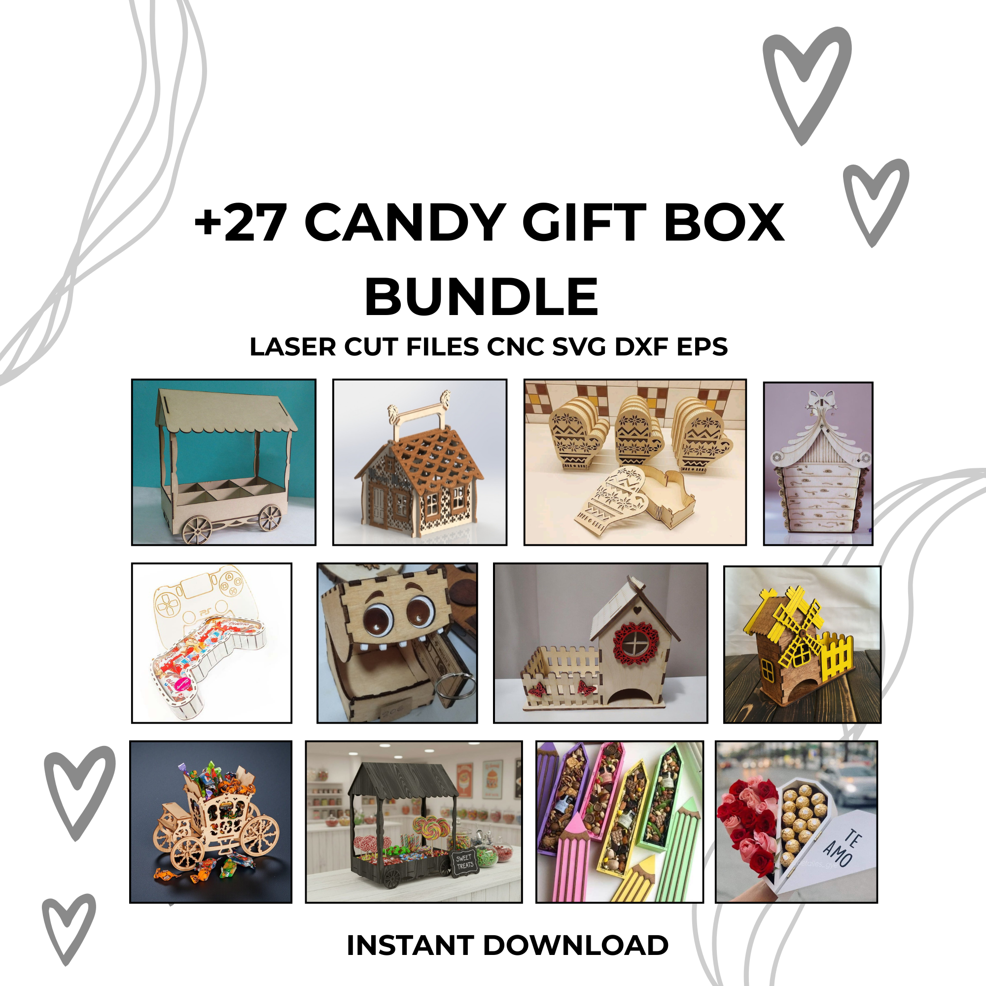 27 Candy Gift Box Bundle Laser Cut Files