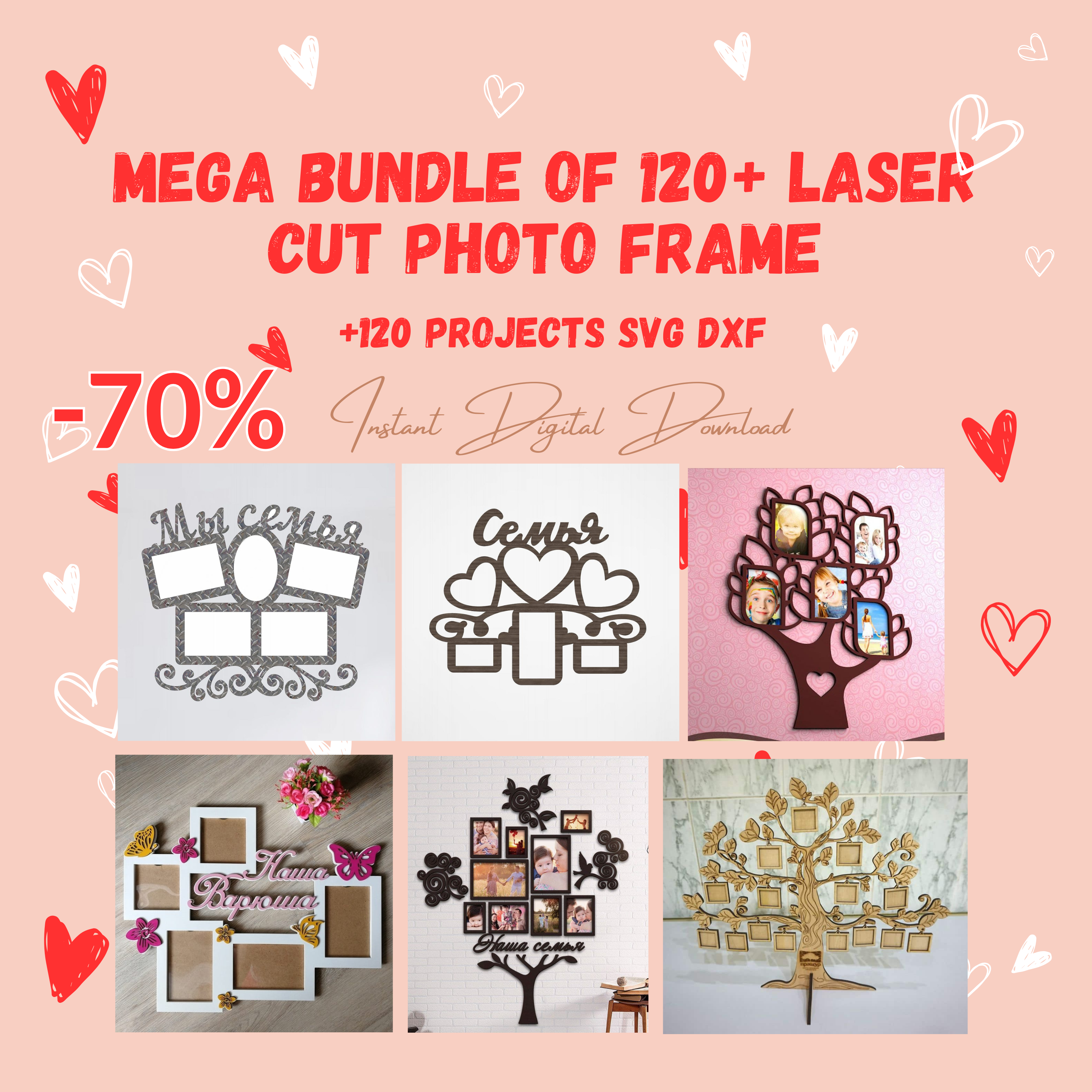 120+ Photo Frame Bundle | Laser Cut Files | CNC DXF SVG | Instant Download