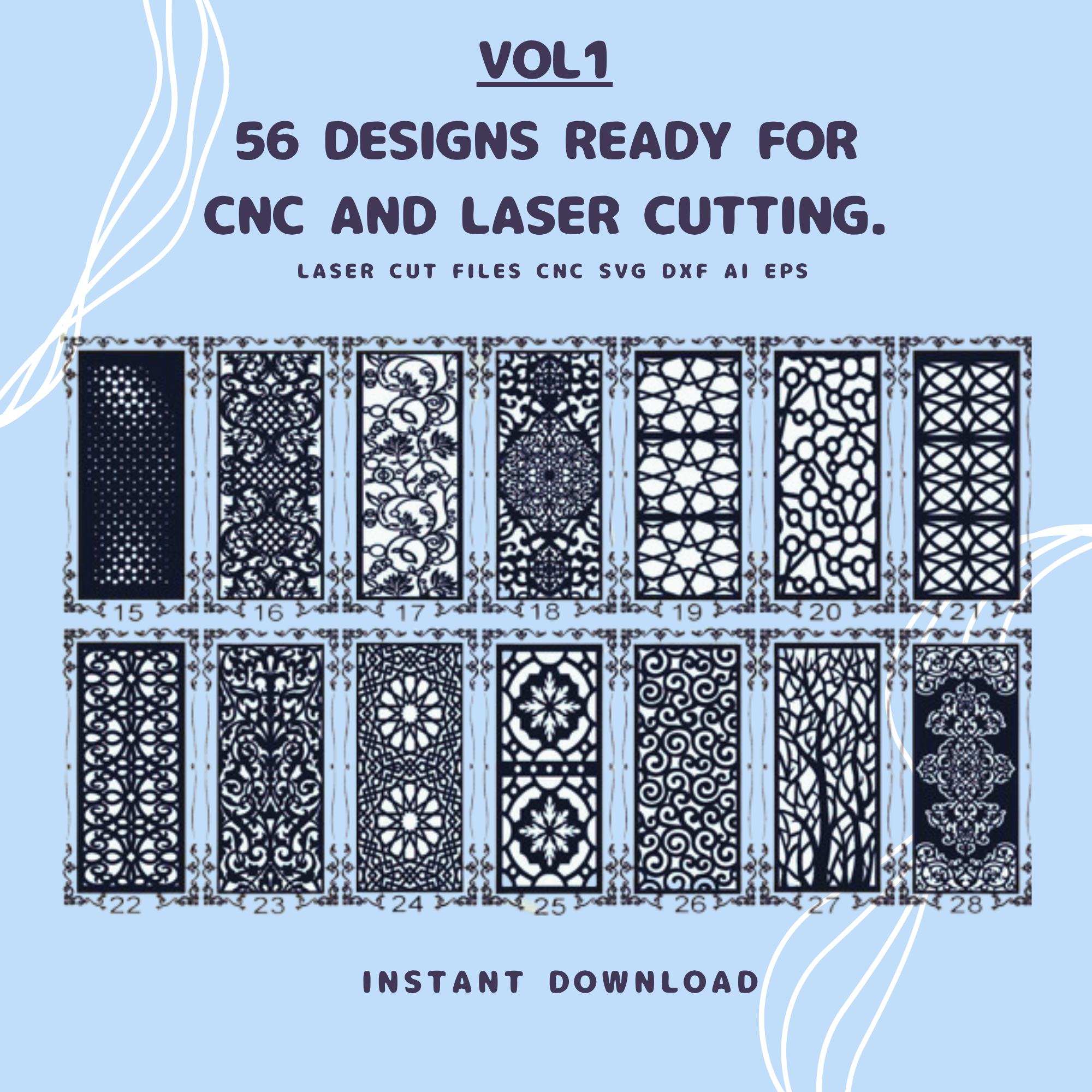 56 Ready-to-Use CNC & Laser Cutting | SVG DXF AI (Digital Download)