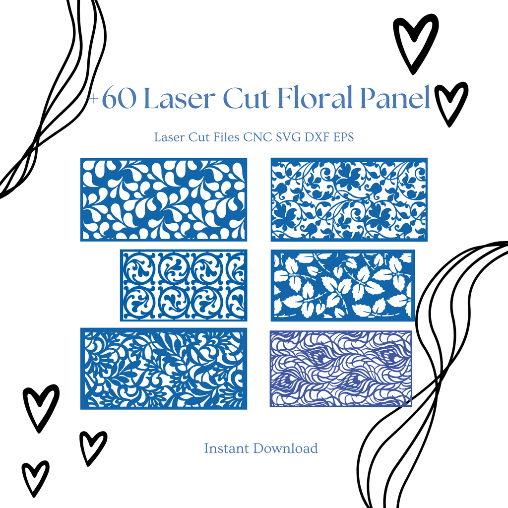 60 Floral Panel Laser Cut Files Bundle | Decorative Wall Screen SVG (Digital Download)