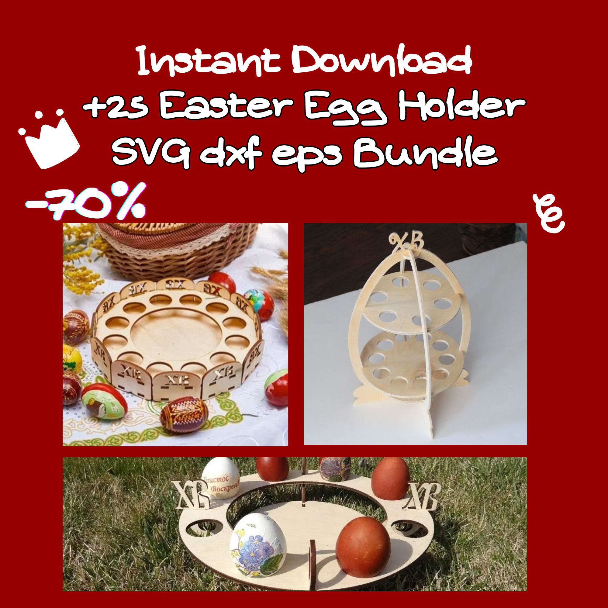 25 Easter Egg Holder SVG Files | Laser Cut Easter Decoration Bundle (Digital Download)