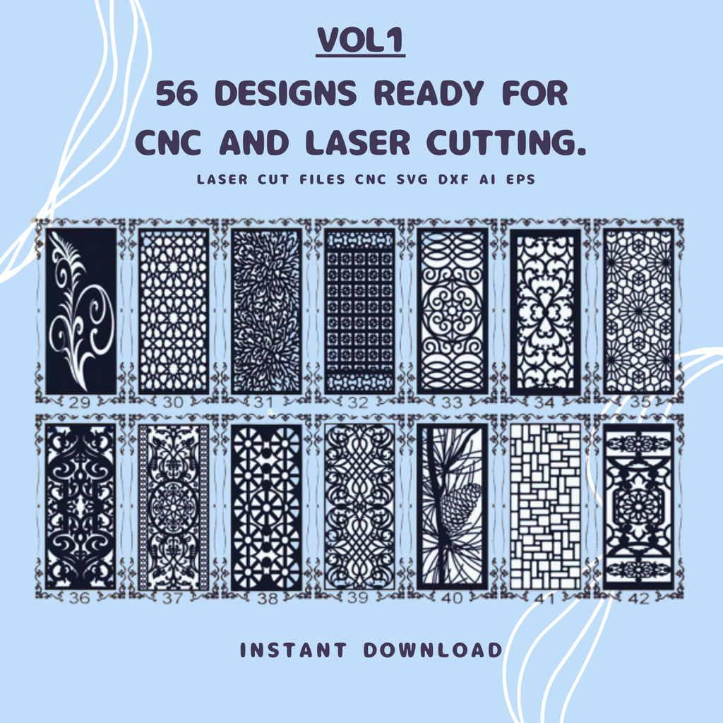 56 Ready-to-Use CNC & Laser Cutting | SVG DXF AI (Digital Download)