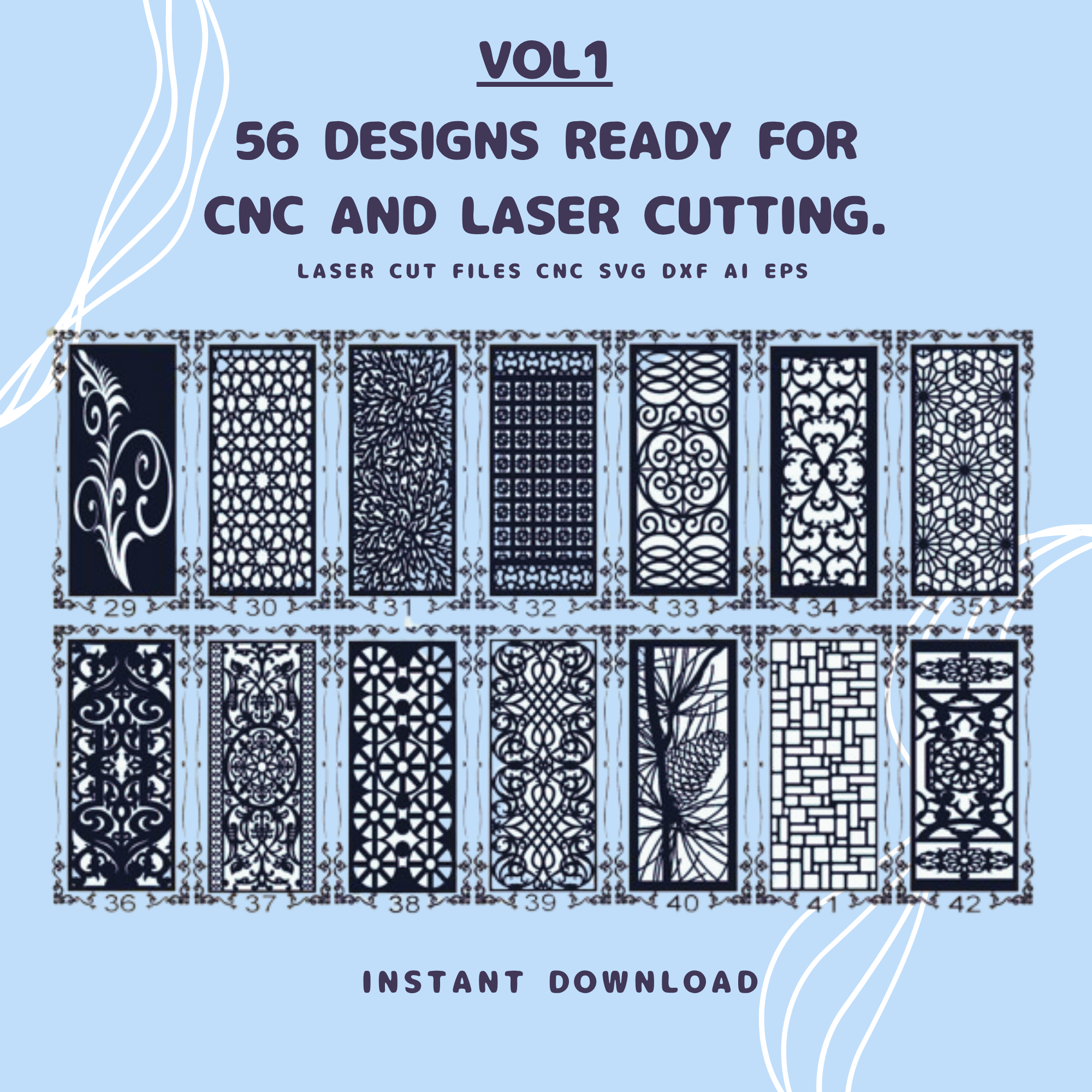 56 Ready-to-Use CNC & Laser Cutting | SVG DXF AI (Digital Download)