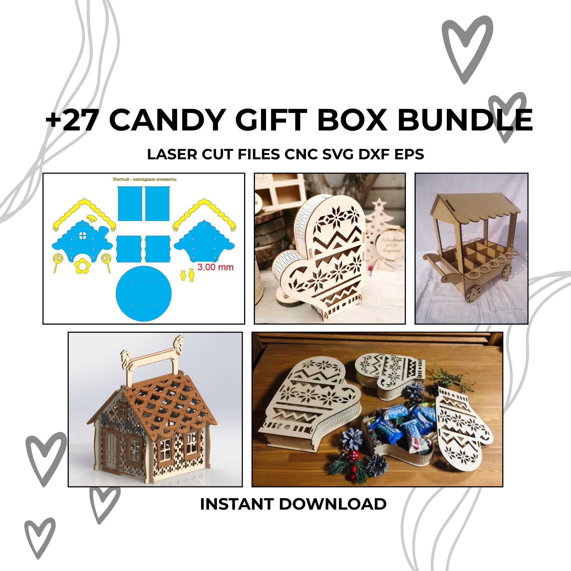 27 Candy Gift Box Bundle Laser Cut Files