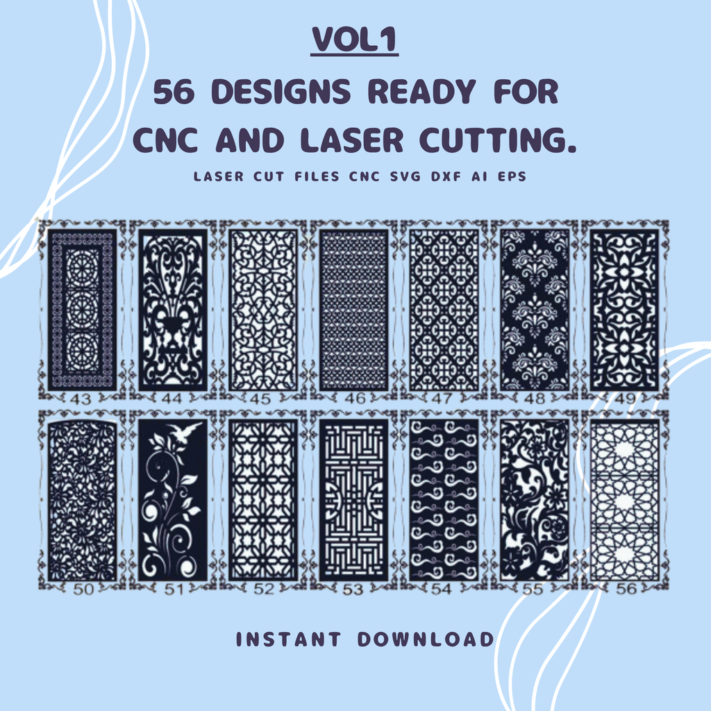 56 Ready-to-Use CNC & Laser Cutting | SVG DXF AI (Digital Download)