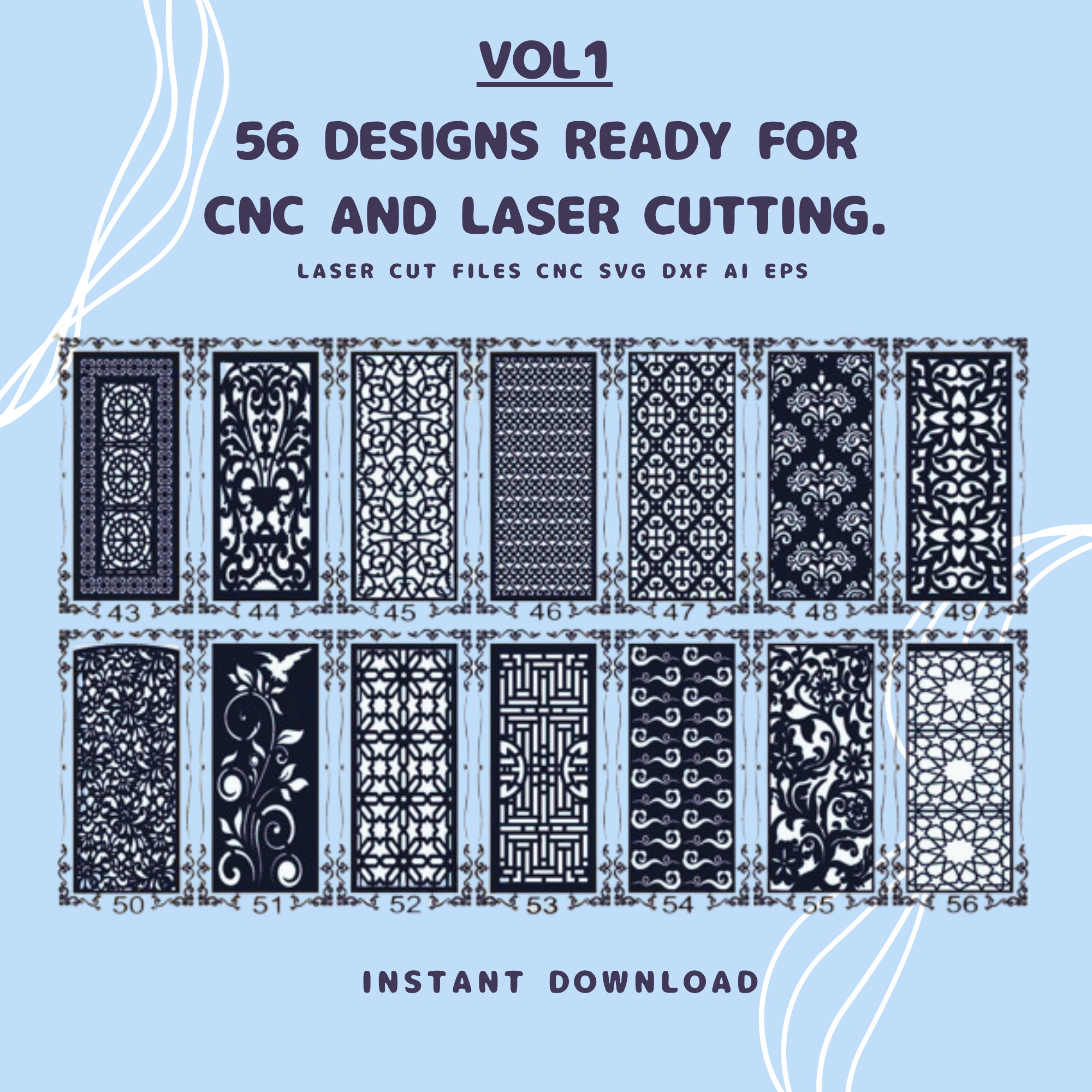 56 Ready-to-Use CNC & Laser Cutting | SVG DXF AI (Digital Download)