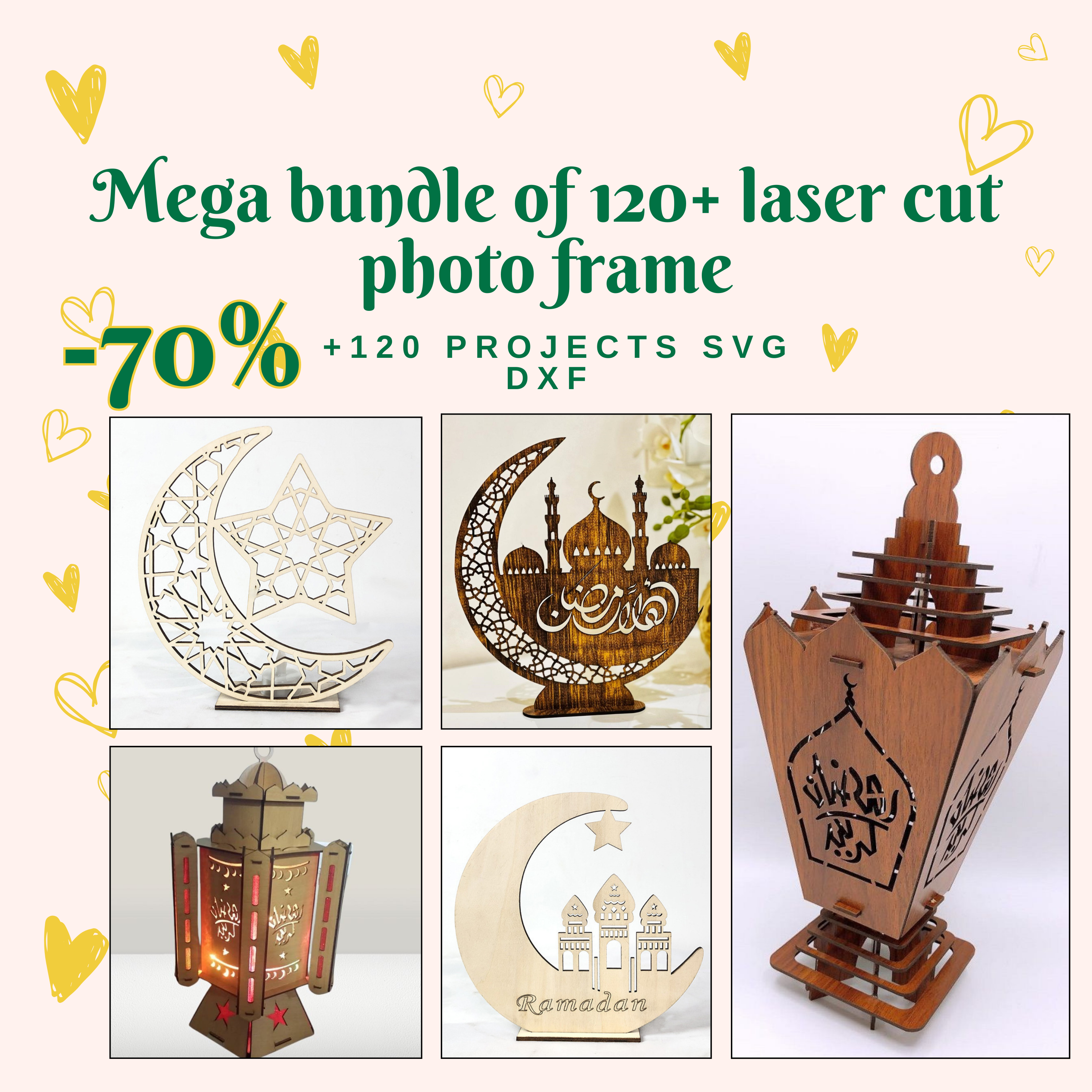 50+ Ramadan Laser Cut Files Bundle | DXF SVG EPS | Ramadan Decor | Instant Download
