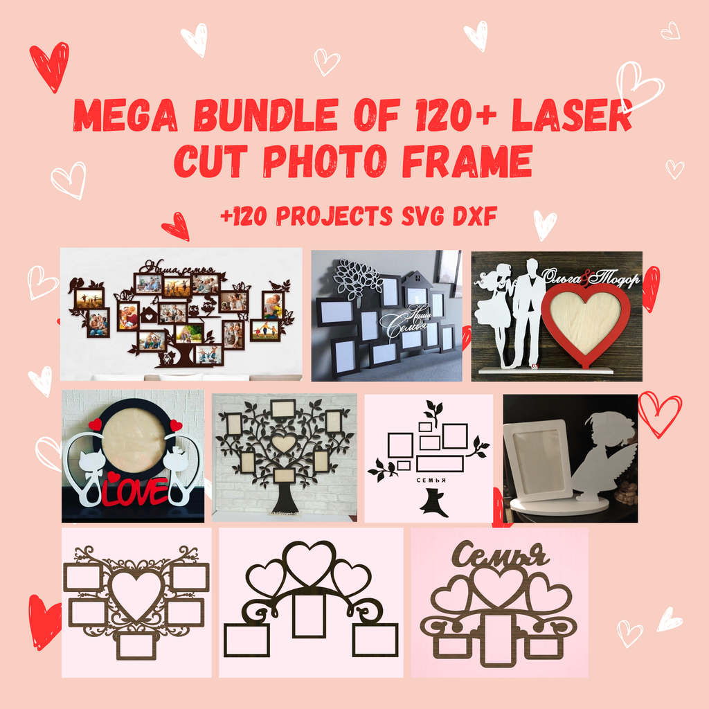120+ Photo Frame Bundle | Laser Cut Files | CNC DXF SVG | Instant Download