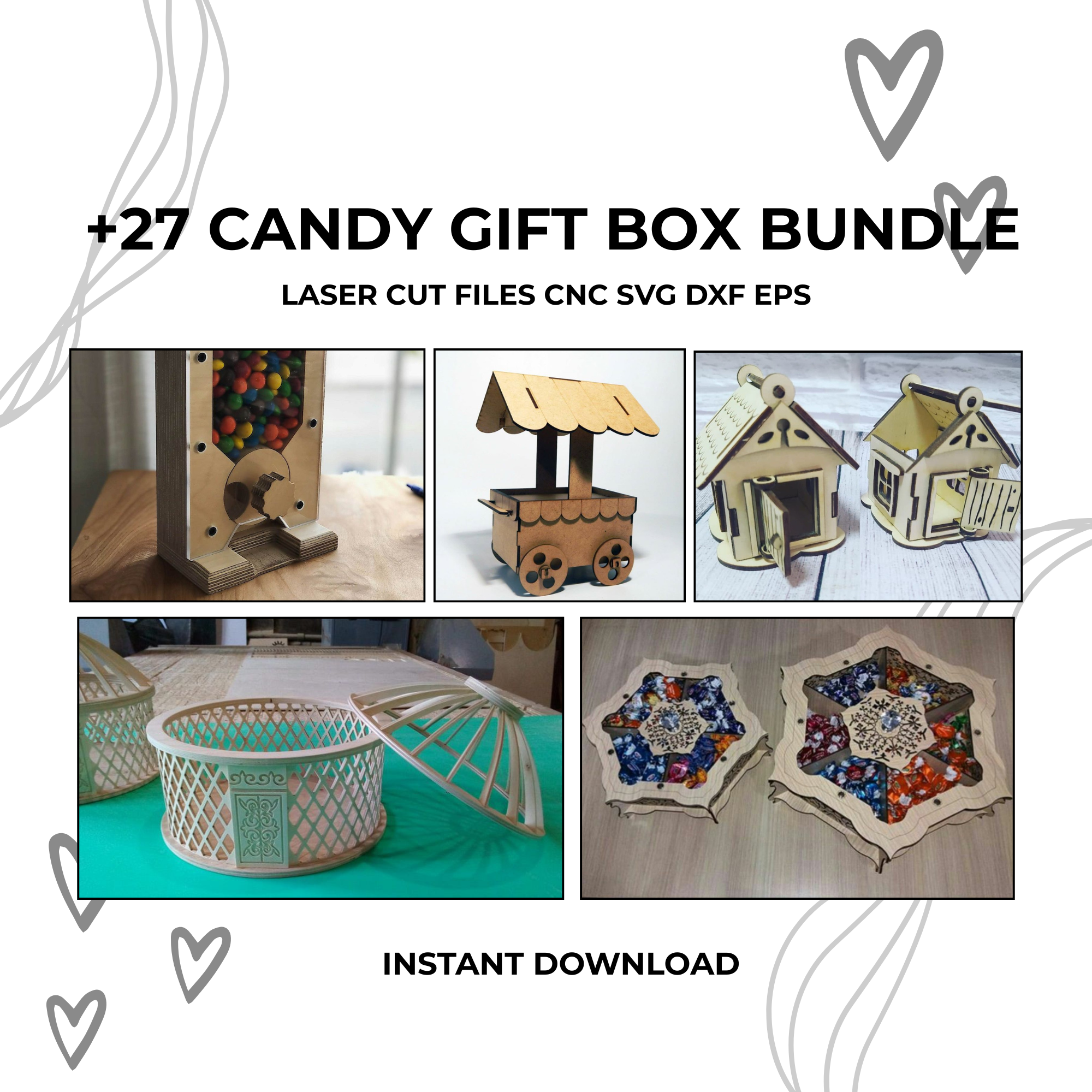 27 Candy Gift Box Bundle Laser Cut Files