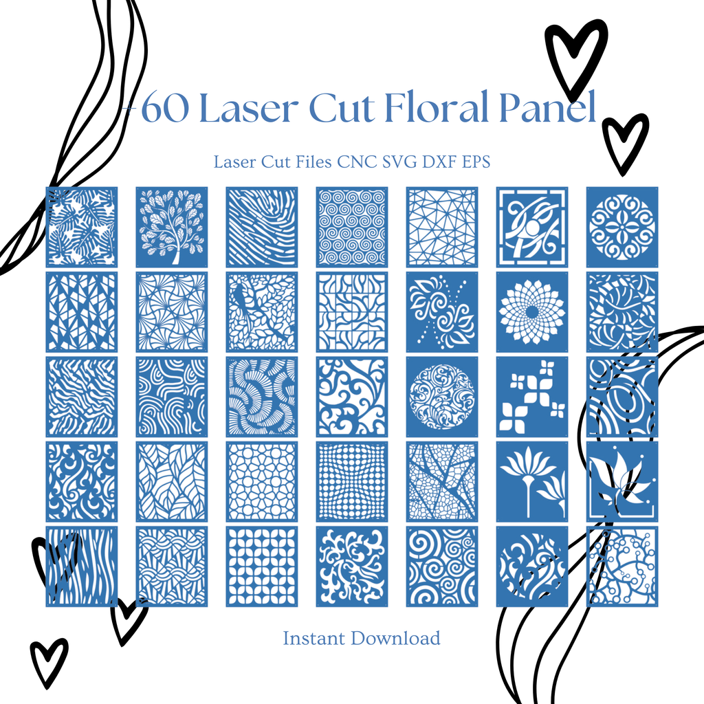 60 Floral Panel Laser Cut Files Bundle | Decorative Wall Screen SVG (Digital Download)