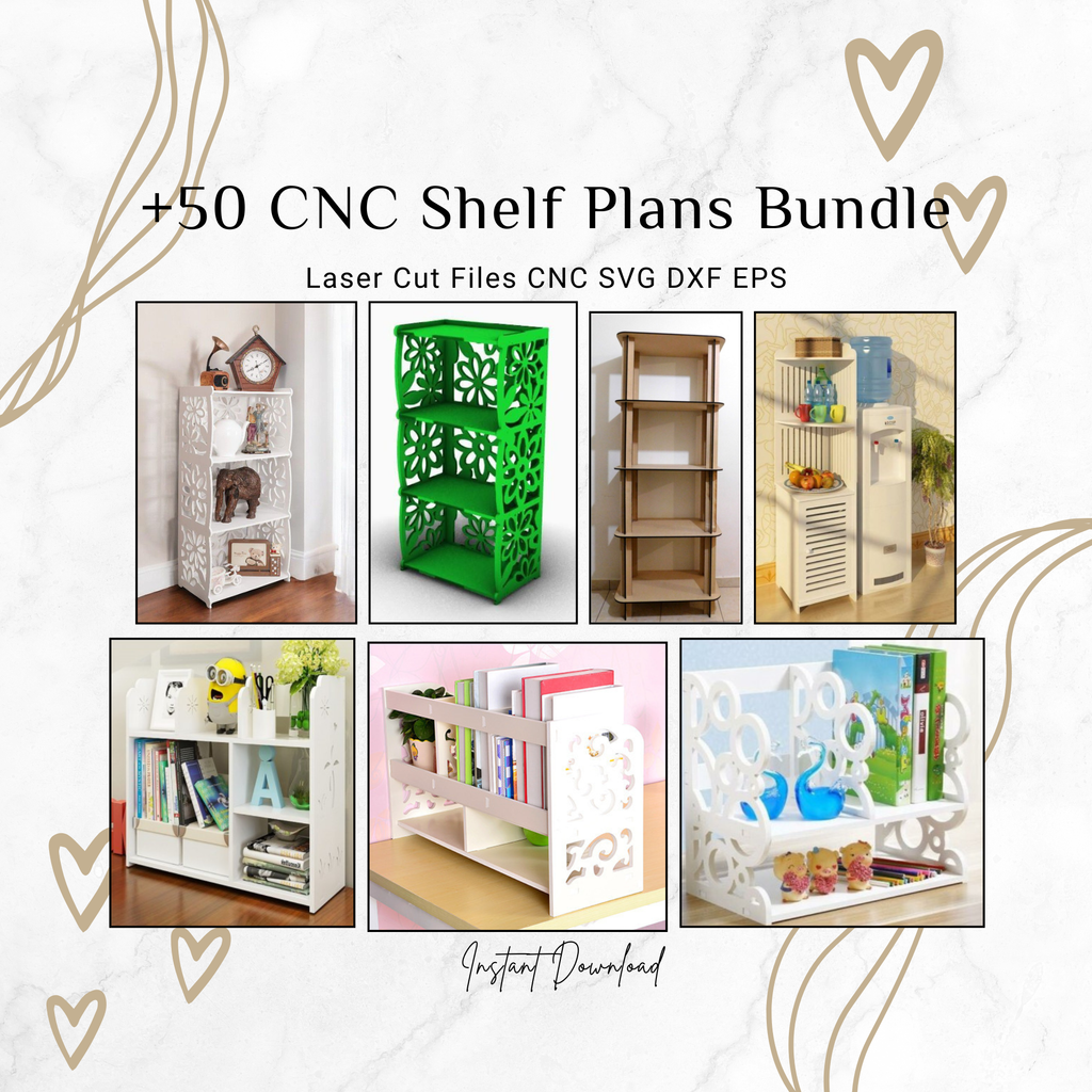 50+ CNC Storage Shelf Bundle | Laser Cut Storage Designs (svg, dxf)
