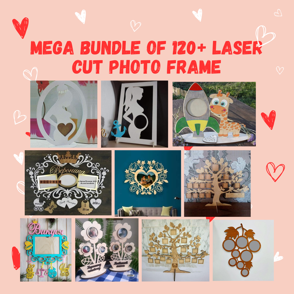 120+ Photo Frame Bundle | Laser Cut Files | CNC DXF SVG | Instant Download