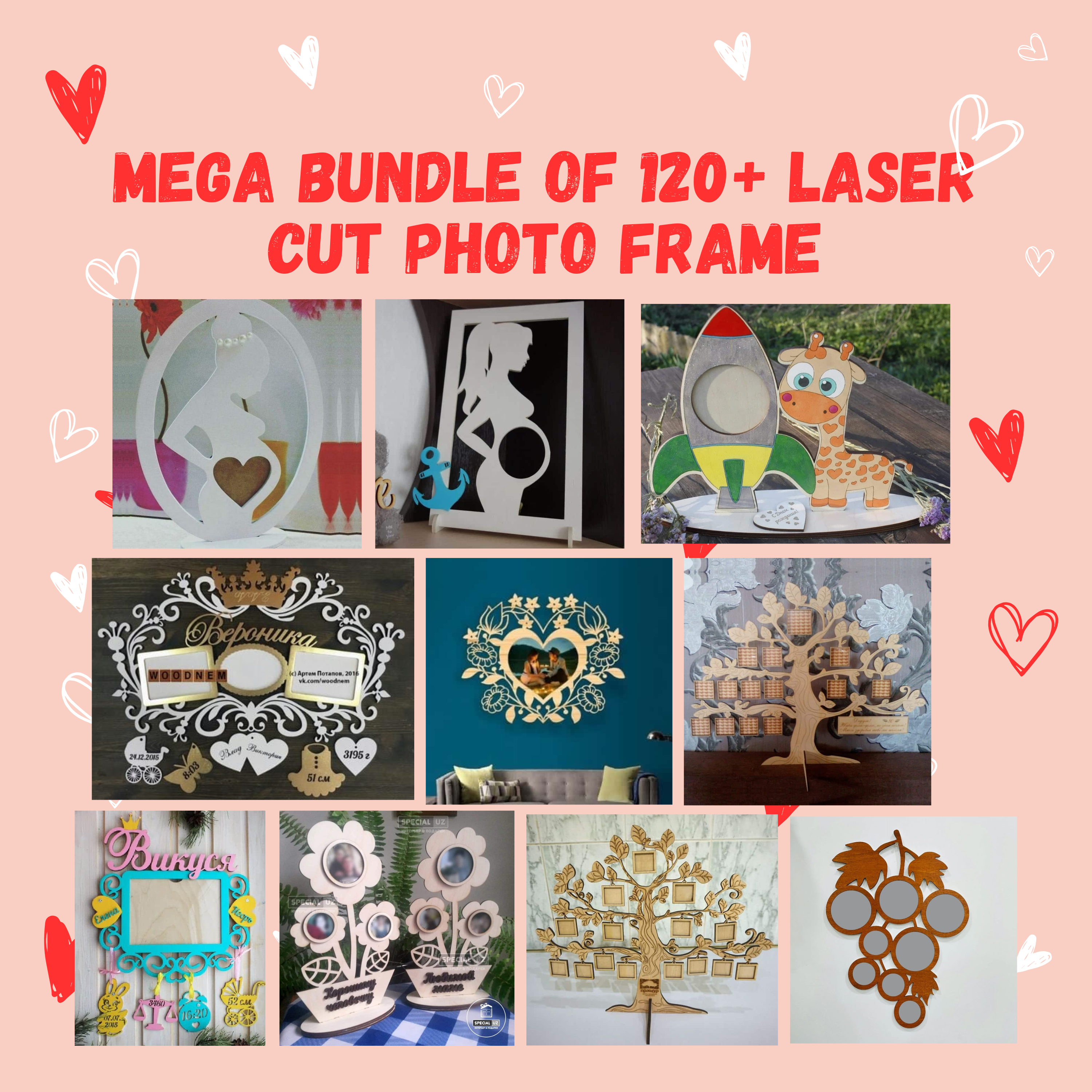 120+ Photo Frame Bundle | Laser Cut Files | CNC DXF SVG | Instant Download