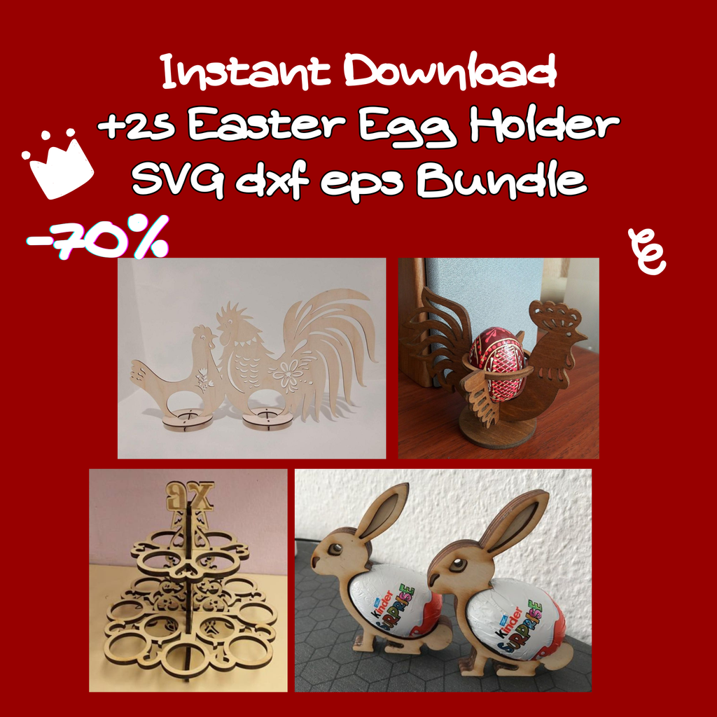 25 Easter Egg Holder SVG Files | Laser Cut Easter Decoration Bundle (Digital Download)