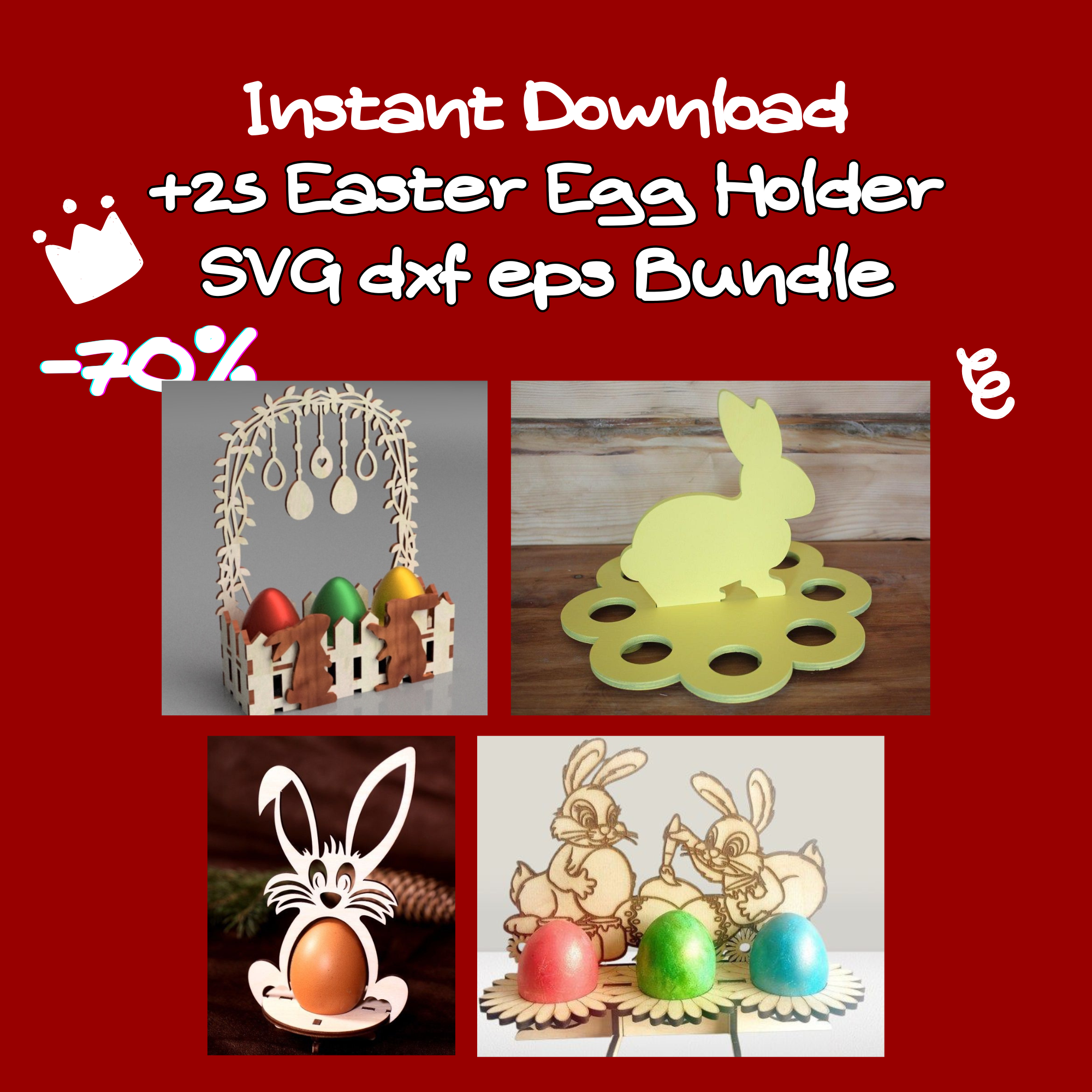 25 Easter Egg Holder SVG Files | Laser Cut Easter Decoration Bundle (Digital Download)