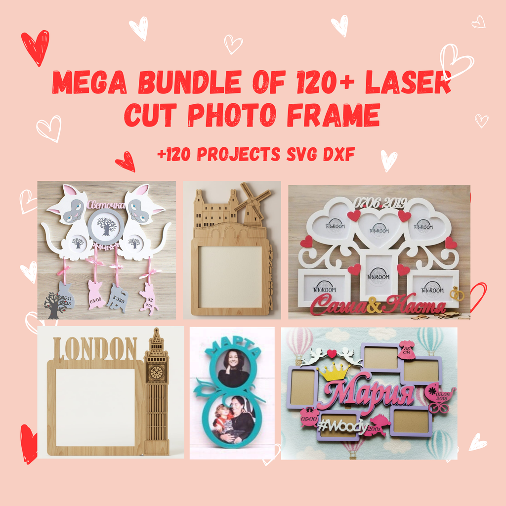 120+ Photo Frame Bundle | Laser Cut Files | CNC DXF SVG | Instant Download