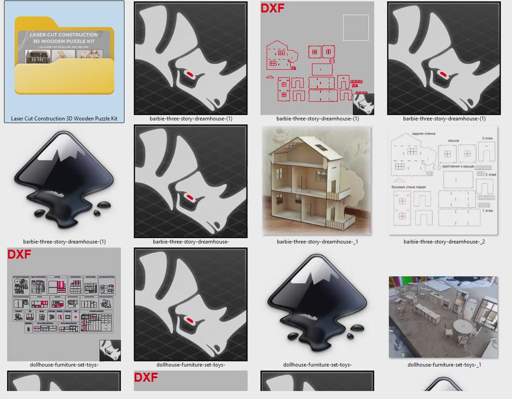 10 Dollhouse Laser Cut Files | 3D Wooden Puzzle Kit (SVG, DXF, EPS)
